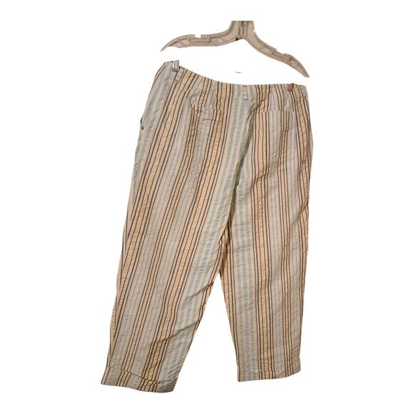Talbots Plus Capri Pants Women’s 14 Seersucker Pinstripe Nautical Vintage EUC - Picture 2 of 9